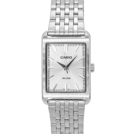 Casio Analog Edelstahl Silbernes Zifferblatt Quarz MTP-B215D-7AV Herrenuhr