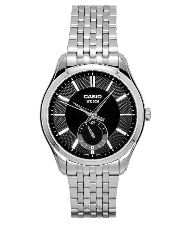 Casio Analog Edelstahl Schwarzes Zifferblatt Quarz MTP-B315D-1AV Herrenuhr