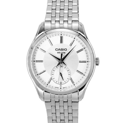 Casio Analog Edelstahl Silbernes Zifferblatt Quarz MTP-B315D-7AV Herrenuhr