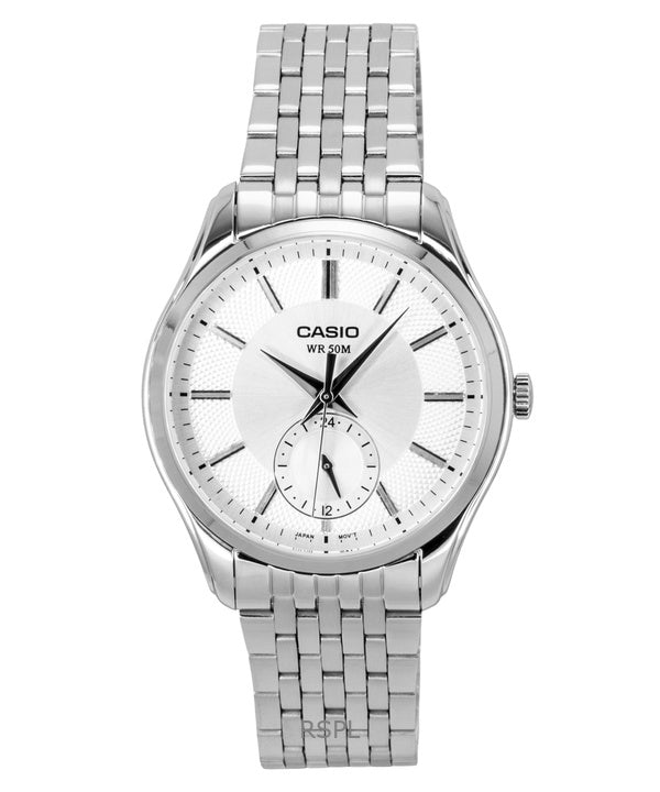 Casio Analog Edelstahl Silbernes Zifferblatt Quarz MTP-B315D-7AV Herrenuhr