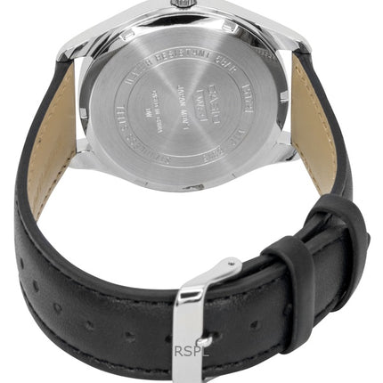 Casio Herrenuhr mit analogem Lederarmband, grünem Zifferblatt und Quarzwerk, Modell MTP-B315L-3AV
