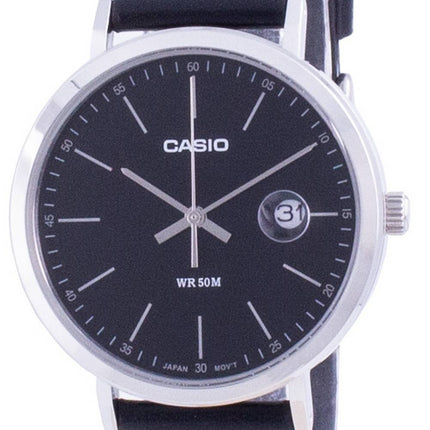 Casio Analog Lederarmband mit schwarzem Zifferblatt MTP-E175L-1E MTPE175L-1 Herrenuhr