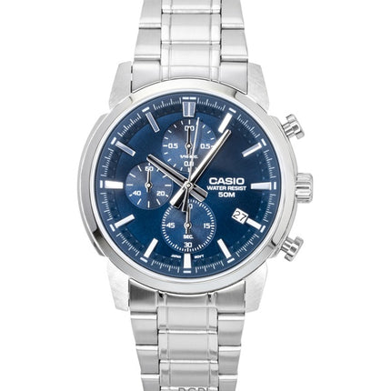 Casio Analog-Chronograph Herrenuhr aus Edelstahl mit blauem Zifferblatt und Quarzwerk MTP-E510D-2A2V
