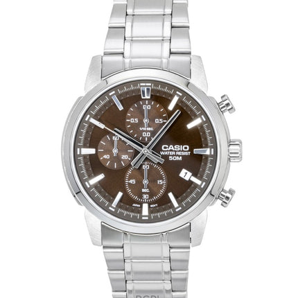 Casio Chronograph Analog Edelstahl Braunes Zifferblatt Quarz MTP-E510D-5AV Herrenuhr
