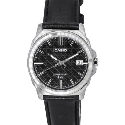 Casio Standard Analoges Lederarmband mit schwarzem Zifferblatt und Quarz MTP-E720L-1A Herrenuhr