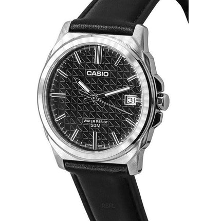 Casio Standard Analoges Lederarmband mit schwarzem Zifferblatt und Quarz MTP-E720L-1A Herrenuhr
