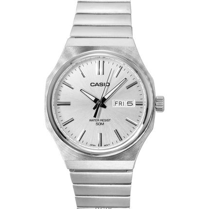 Casio Standard Analog Edelstahl Silber Zifferblatt Quarz MTP-E735D-7AV Herrenuhr