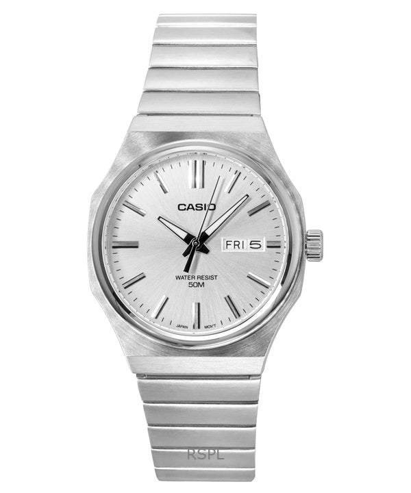 Casio Standard Analog Edelstahl Silber Zifferblatt Quarz MTP-E735D-7AV Herrenuhr