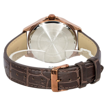 Casio Standard Analog Mondphasenuhr, Lederarmband, elfenbeinfarbenes Zifferblatt, Quarzwerk, MTP-M110RL-5AV Herrenuhr