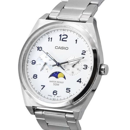 Generalüberholte Casio Standard Analog Mondphase Weißes Zifferblatt Quarz MTP-M300D-7A MTPM300D-7 Herrenuhr