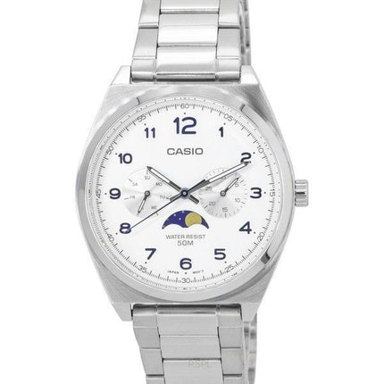 Generalüberholte Casio Standard Analog Mondphase Weißes Zifferblatt Quarz MTP-M300D-7A MTPM300D-7 Herrenuhr