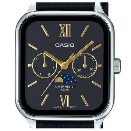 Casio Standard Analog Lederarmband schwarzes Zifferblatt Quarz MTP-M305L-1A2V Herrenuhr