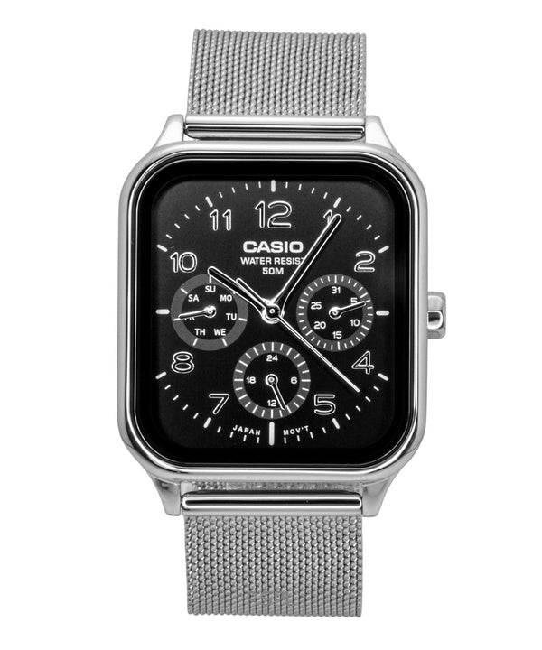 Casio Standard Analog Herrenuhr aus Edelstahl mit schwarzem Zifferblatt und Quarzwerk MTP-M306M-1AV