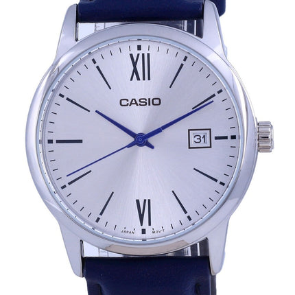 Casio Silbernes Zifferblatt Edelstahl Analog Quarz MTP-V002L-2B3 MTPV002L-2 Herrenuhr