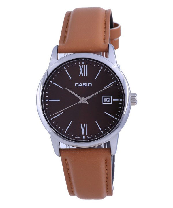 Casio Kastanienbraunes Zifferblatt Edelstahl Analog Quarz MTP-V002L-5B3 MTPV002L-5 Herrenuhr