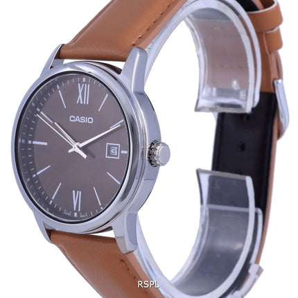 Casio Kastanienbraunes Zifferblatt Edelstahl Analog Quarz MTP-V002L-5B3 MTPV002L-5 Herrenuhr