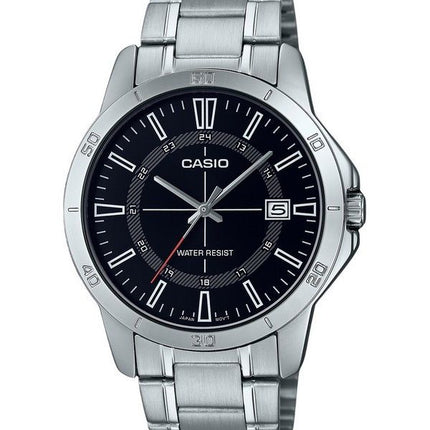 Casio Standard Analog Edelstahl schwarzes Zifferblatt Quarz MTP-V004D-1C Herrenuhr