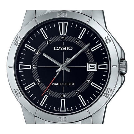 Casio Standard Analog Edelstahl schwarzes Zifferblatt Quarz MTP-V004D-1C Herrenuhr