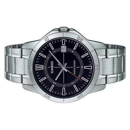 Casio Standard Analog Edelstahl schwarzes Zifferblatt Quarz MTP-V004D-1C Herrenuhr