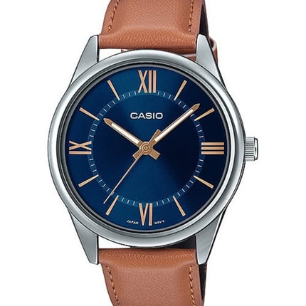 Casio Blaues Zifferblatt Edelstahl Analog Quarz MTP-V005L-2B5 MTPV005L-2 Herrenuhr