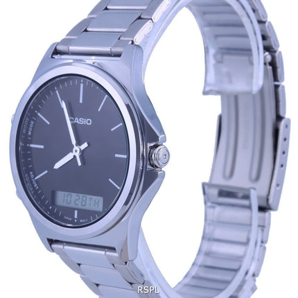 Casio Analog Digital Schwarzes Zifferblatt Edelstahl MTP-VC01D-1E MTPVC01D-1 Herrenuhr
