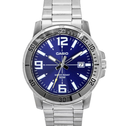 Casio Enticer Analog Edelstahl Blaues Zifferblatt Quarz MTP-VD01D-2BV Herrenuhr