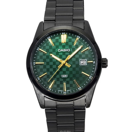 Casio Standard Analog ionenplattierter Edelstahl grünes Zifferblatt Quarz MTP-VD03B-3A Herrenuhr