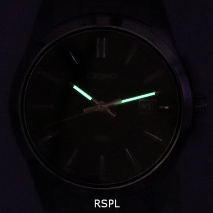 Casio Analog Edelstahl schwarzes Zifferblatt Quarz MTP-VD03D-1A MTPVD03D-1 Herrenuhr