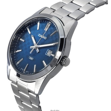 Casio Standard Analog Edelstahl blaues Zifferblatt Quarz MTP-VD03D-2A2 Herrenuhr