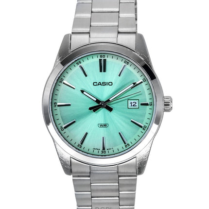 Casio Standard Analog Edelstahl Mintgrünes Zifferblatt Quarz MTP-VD03D-3A2 Herrenuhr