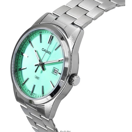 Casio Standard Analog Edelstahl Mintgrünes Zifferblatt Quarz MTP-VD03D-3A2 Herrenuhr