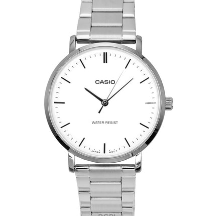 Casio Standard Analog Edelstahl Weißes Zifferblatt Quarz MTP-VT04D-7E Herrenuhr