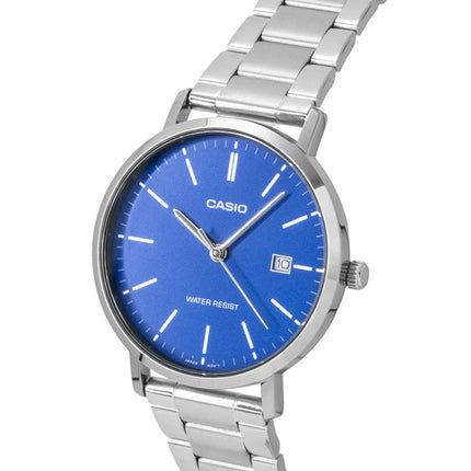 Casio Analog Edelstahl Blaues Zifferblatt Quarz MTP-VT05D-2E Herrenuhr