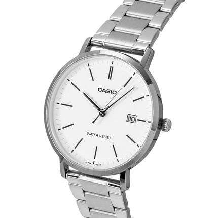 Casio Analog Edelstahl Weißes Zifferblatt Quarz MTP-VT05D-7E Herrenuhr