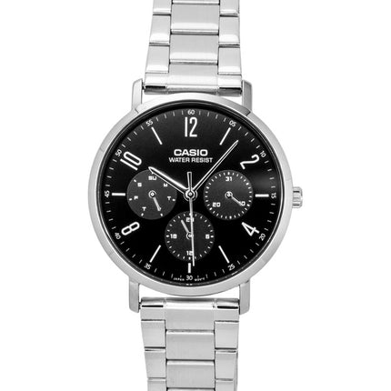 Casio Analog Herrenuhr aus Edelstahl mit schwarzem Zifferblatt und Quarzwerk MTP-VT06D-1B