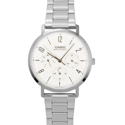 Casio Analog Edelstahl Weißes Zifferblatt Quarz MTP-VT06D-7B Herrenuhr