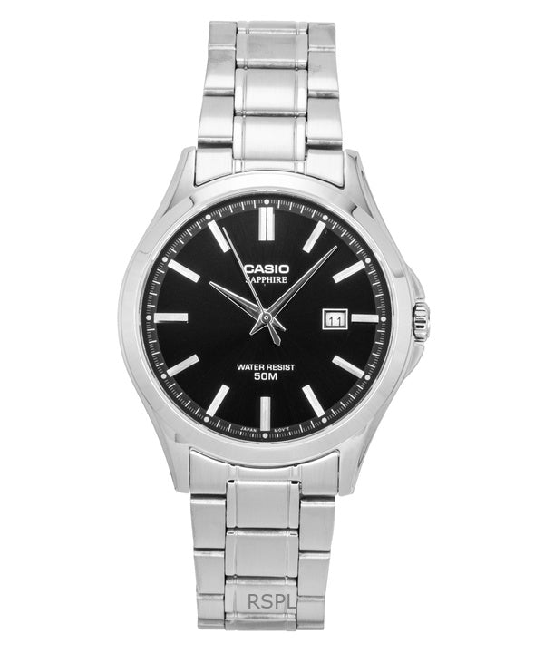 Casio Standard Analog Edelstahl Schwarzes Zifferblatt Quarz MTS-115D-1AV Herrenuhr