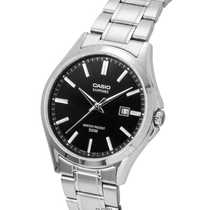 Casio Standard Analog Edelstahl Schwarzes Zifferblatt Quarz MTS-115D-1AV Herrenuhr