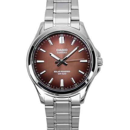 Casio Standard Analog Edelstahl Braunes Zifferblatt Solar MTS-RS100D-5A Herrenuhr