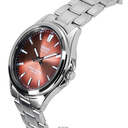 Casio Standard Analog Edelstahl Braunes Zifferblatt Solar MTS-RS100D-5A Herrenuhr