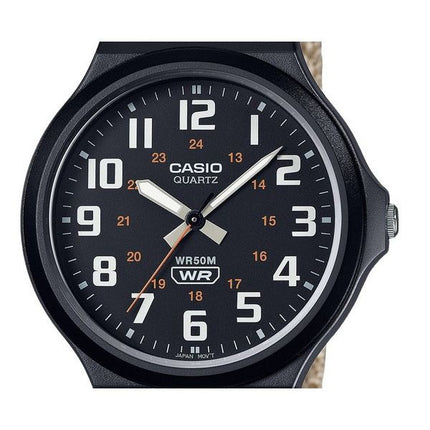 Casio Standard Analog-Stoffarmband mit schwarzem Zifferblatt und Quarzwerk MW-240B-5BV Herrenuhr