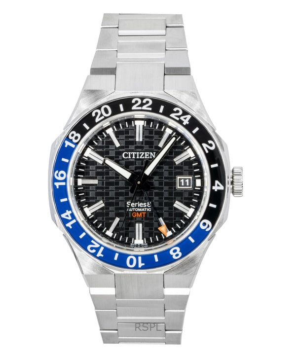 Citizen Series 8 GMT Edelstahl Schwarzes Zifferblatt Automatik NB6031-56E 100M Herrenuhr