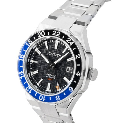 Citizen Series 8 GMT Edelstahl Schwarzes Zifferblatt Automatik NB6031-56E 100M Herrenuhr