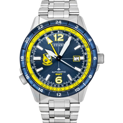 Citizen GMT Analog Edelstahl Marineblaues Zifferblatt Automatik NB6044-54L 200M Herrenuhr