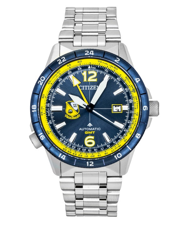 Citizen GMT Analog Edelstahl Marineblaues Zifferblatt Automatik NB6044-54L 200M Herrenuhr