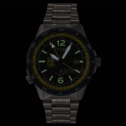 Citizen GMT Analog Edelstahl Marineblaues Zifferblatt Automatik NB6044-54L 200M Herrenuhr