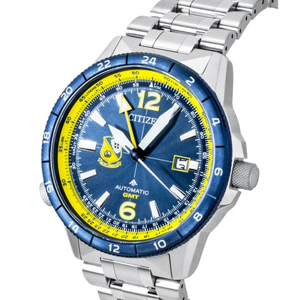 Citizen GMT Analog Edelstahl Marineblaues Zifferblatt Automatik NB6044-54L 200M Herrenuhr