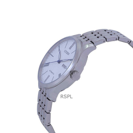 Citizen Edelstahl weißes Zifferblatt Automatik NH8350-59B Herrenuhr
