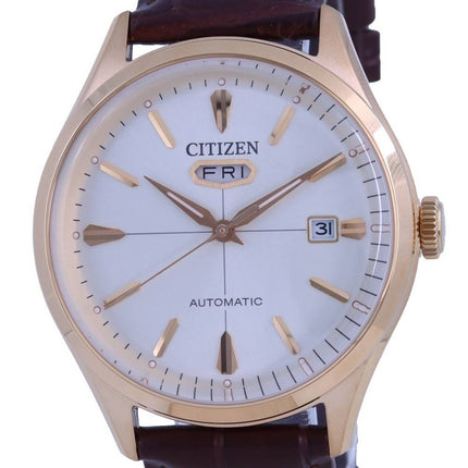 Citizen C7 WeiÃŸes Zifferblatt Leder Automatik NH8393-05A Herrenuhr