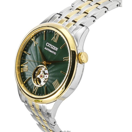 Citizen Zweifarbige Edelstahl Open Heart Grünes Zifferblatt Automatik NH9134-83X Herrenuhr